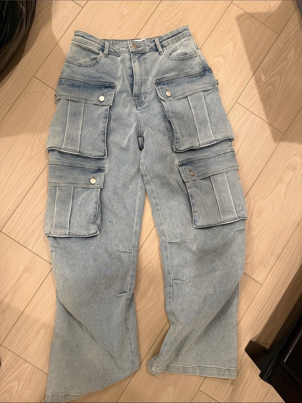 Fashion Nova Light Blue Cargo Denim Jeans
